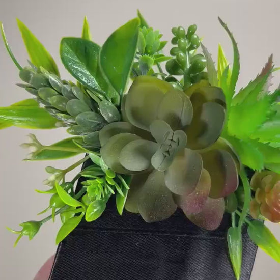 Succulent Pocket Boutonniere Wedding Groom Boutonnière Succulent Square Groomsmen Pocket Boutonniere Green Wedding Rustic Artificial Flower