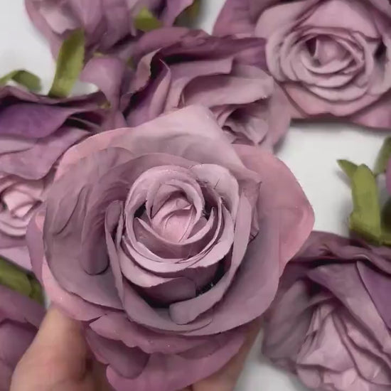 Purple Flower Heads Wedding Purple Flower Artificial Heads Rose Deep Purple Wedding Craft Supplies Violet Artificial Rose Heads  Purple