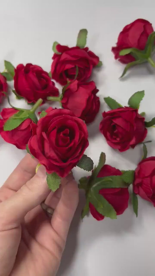 Red Rose Head Wedding Decor Dark Red Rose Christmas Red Small Rose Wedding DIY Craft Supplies Red Rose Head Home Decor