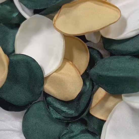 Emerald Gold Petals Wedding Decor Flower Girl Petals Emerald Wedding Aisle Decor Flower Petals White Ceremony Decor Bridal Shower Confetti