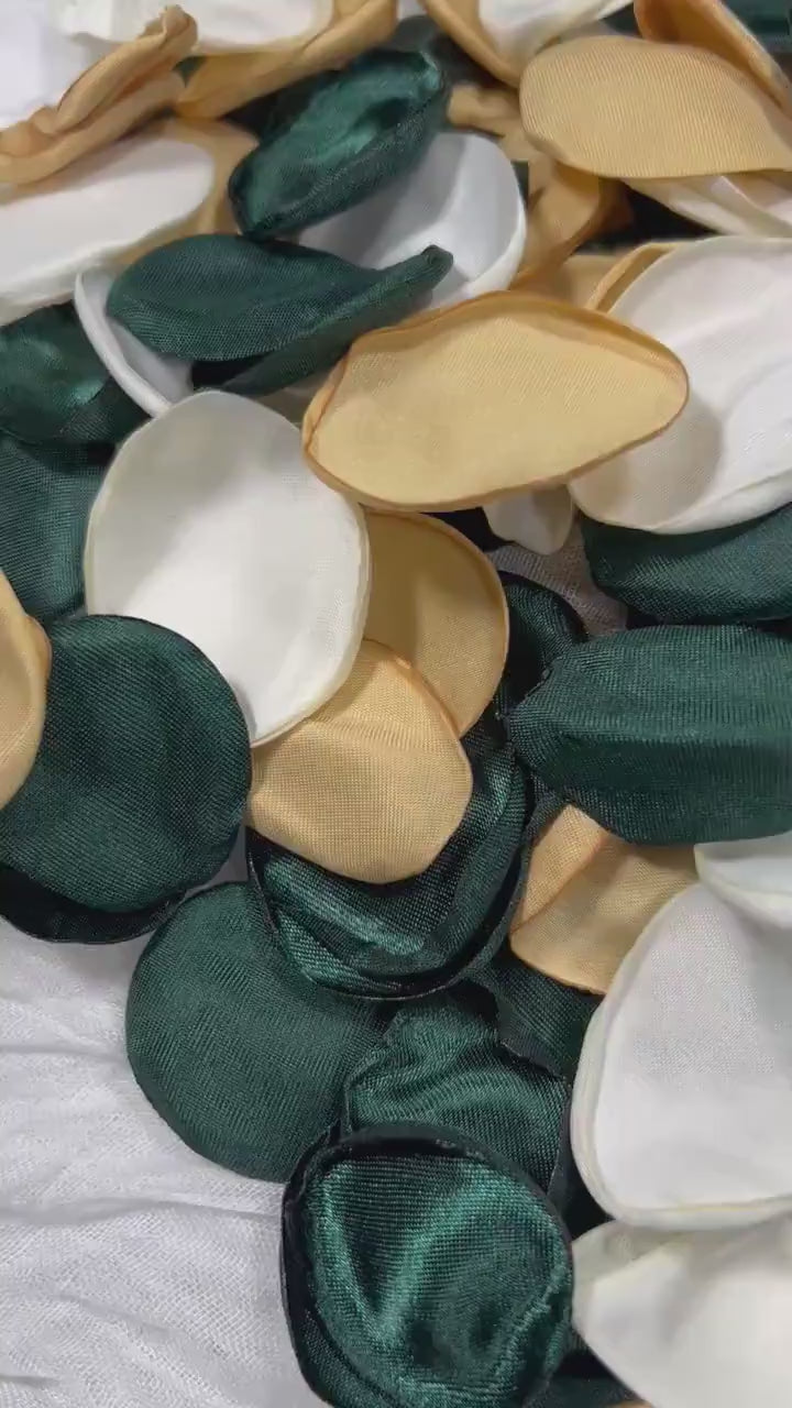 Emerald Gold Petals Wedding Decor Flower Girl Petals Emerald Wedding Aisle Decor Flower Petals White Ceremony Decor Bridal Shower Confetti