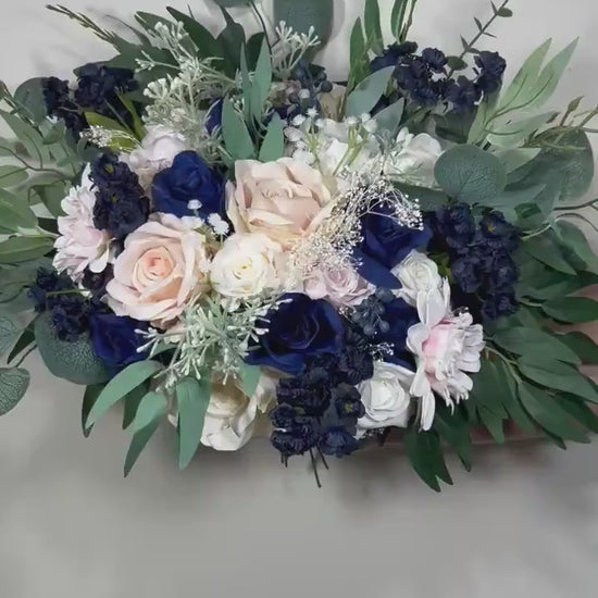 Wedding Bouquet Dusty Rose Navy Blue Bridal Wedding Rustic Bridesmaids Blush Pink Handmade Eucalyptus Artificial Flower Greenery Baby Breath