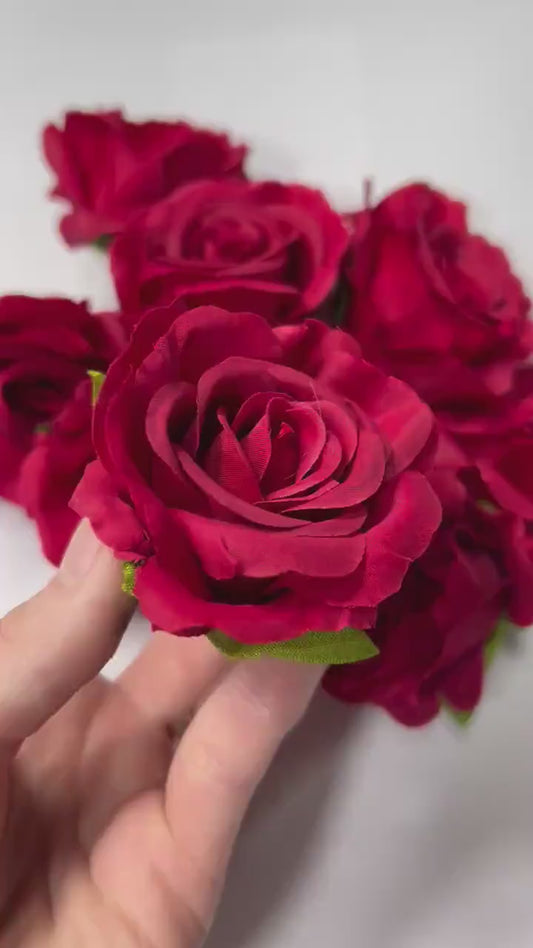 Red Rose Head 2 inch Wedding Decor Dark Red Rose Christmas Red Small Rose Wedding DIY Craft Supplies Red Rose Head Home Decor