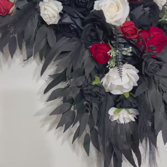 Black Arch Arrangement Wedding Red Arch Aisle Arrangement Corner White Arbor Arrangement Corner Gothic Black White Artificial Flowers