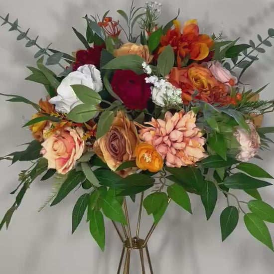 Wedding White Centerpiece Orange Terracotta Centerpiece Table Flower Ball Barrel Ivory Wiskey Stand Burgundy Artificial Flower