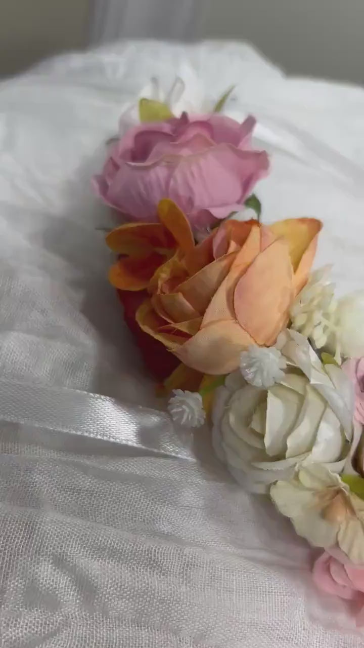 Wedding Flower Crown White Terracotta Rust Wedding Bridal Floral Headband Dusty Rose Adult Decor Wreath Bridal Crown Children Ivory Hair