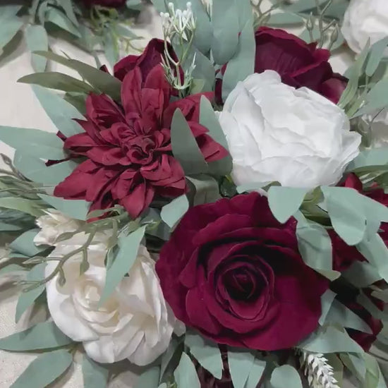 White Centerpiece Wedding Burgundy Table Flower Ball Decoration White Table Centerpiece Barrel White Whiskey Winter Ivory Burgundy White