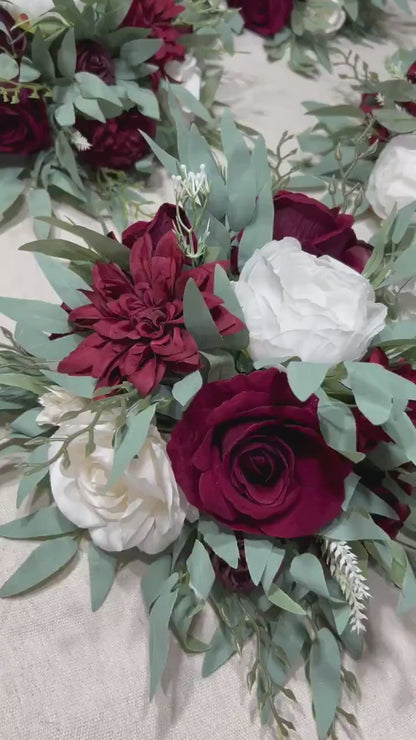 White Centerpiece Wedding Burgundy Table Flower Ball Decoration White Table Centerpiece Barrel White Whiskey Winter Ivory Burgundy White