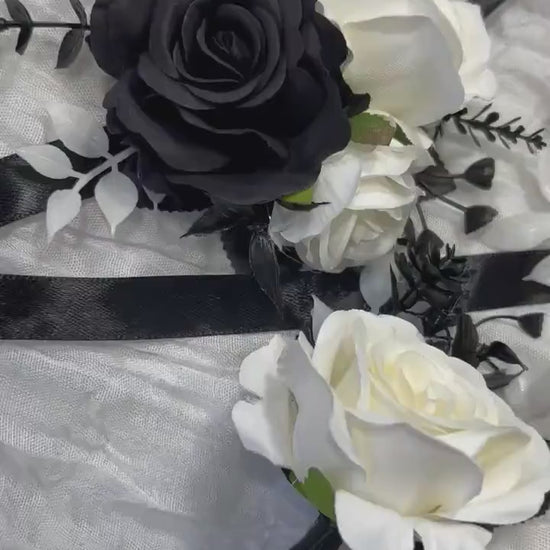 Black and White Boutonniere Ivory Wedding Groom Boutonniere Black Wedding Groomsmen Boutonnière Black prom boutonniere Artificial Flower