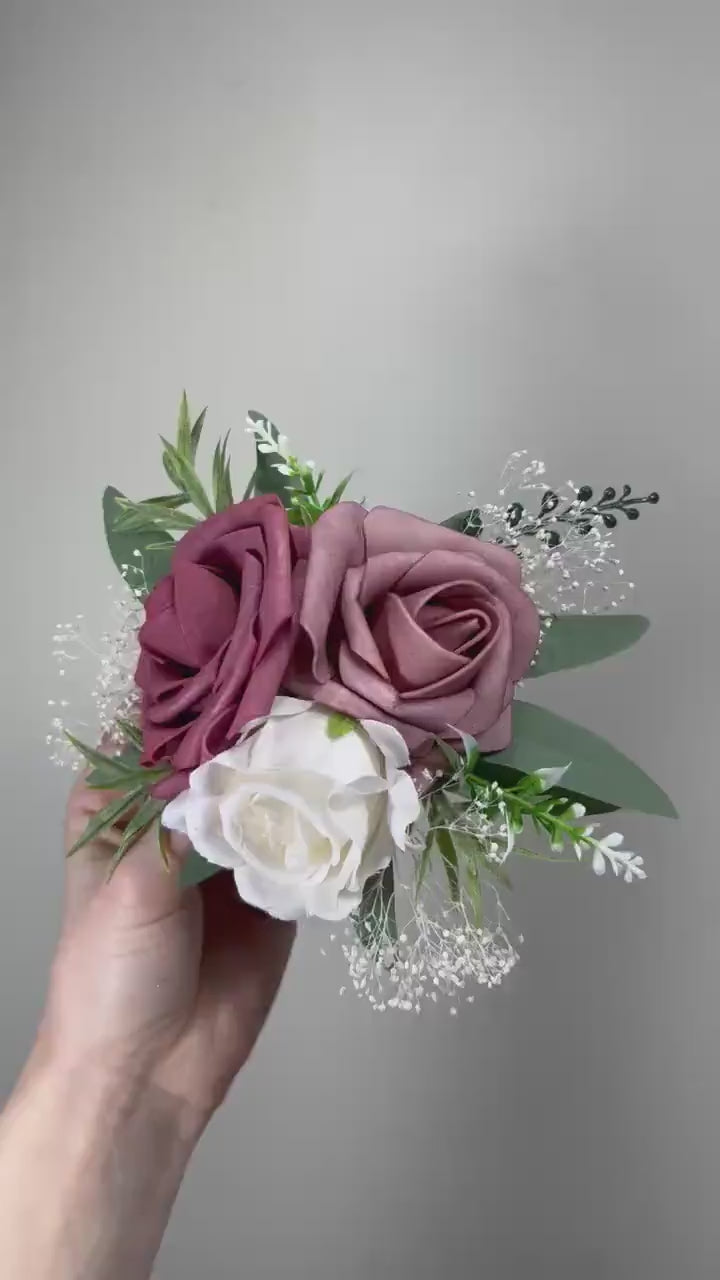 Dusty Rose Cake Flower Decor Wedding Mauve Flower Cake Arrangement White Dusty Rose Cake Decoration Ivory Blush Mauve Artificial Flower