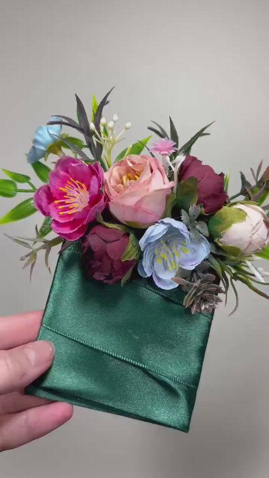 Wedding Pocket Boutonniere Groom Boutonnière Pink Square Groomsmen Pocket Boutonniere Blue Dusty Rose Rustic Jewel tone Artificial Flowers