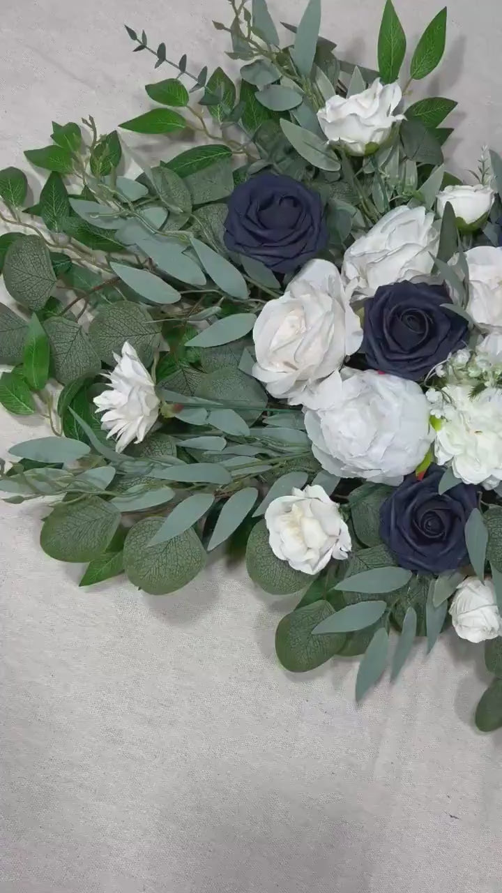 Wedding Arch Arrangement White Arch Aisle Navy Blue Arrangement Navy Blue Ivory Arbor Arrangement Wedding White Artificial Flower