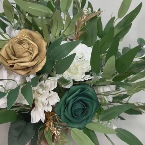 Emerald Green Flower Ball White Gold Centerpiece Table Decor Emerald Green Gold Table Centerpiece Barrel White Whiskey Ivory Hunter Green