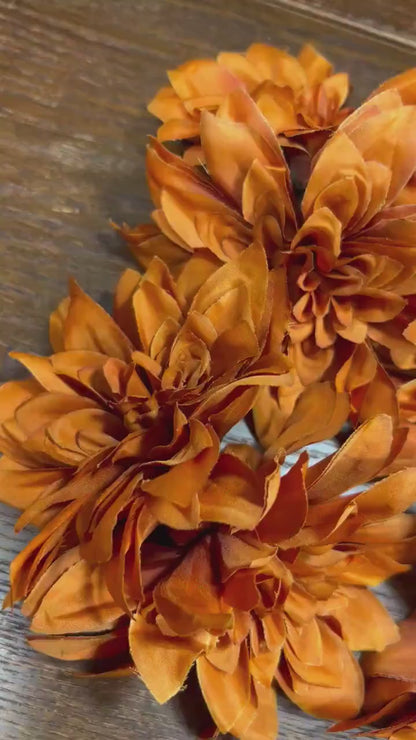 Rust Orange Dahlia Flower Head Terracotta High Quality Wedding Dahlia Silk Burnt Orange Decorative Home Decor