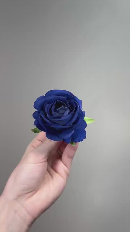 Navy Blue Rose 2.5” Small Artificial Dark Blue Flower Head Royal Blue DIY Bouquet Supplies Craft Wedding Midnight Blue Silk Flowers