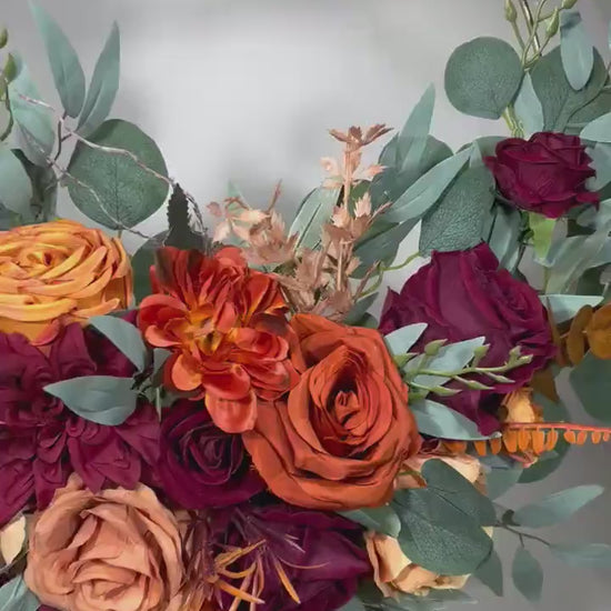 Wedding Hoop Terracotta Bridal Rust Hoop Burgundy Bridesmaids Ring Rust Wreath Flower Girl Terracotta Fall Hoop Wreath Artificial Flower