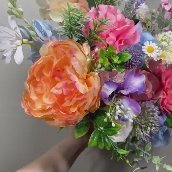Wedding Wild Flowet Bouquet Pink Bridal White Bouquet Pink Blush Orange Bridesmaids Bouquet Spring Summer Blue Wild Flower Artificial