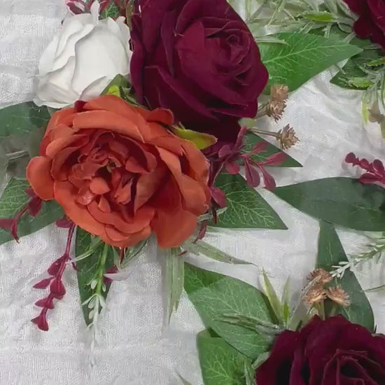 Cake Decoration White Wedding Topper Burgundy Flower Decor Cake Arrangements Rust Cake Decoration Terracotta Flower Orange Cake Decor