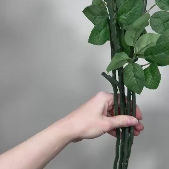 Artificial Flower Stem with 2 Leaves for 1 Flower Stem 19.6” Crafting Stem DIY Rose Bouquet Flower Supply Stems Flower Wire Stem