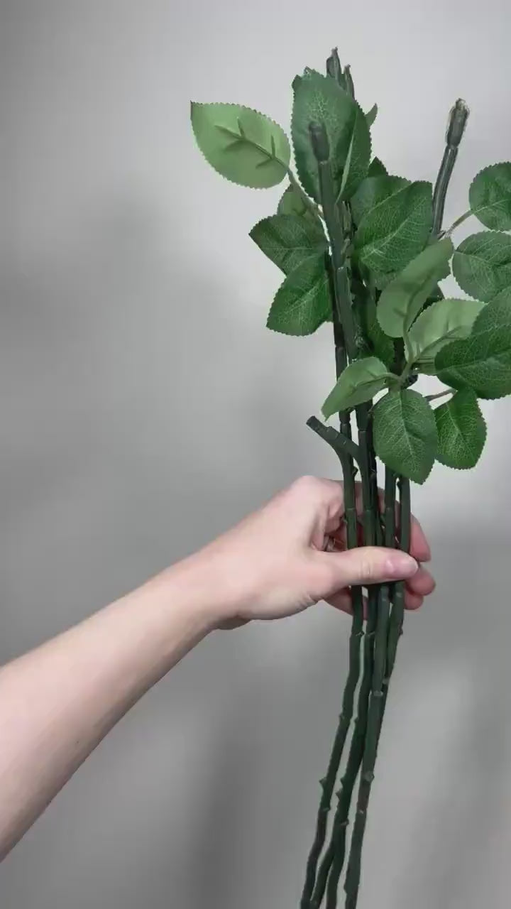 Artificial Flower Stem with 2 Leaves for 1 Flower Stem 19.6” Crafting Stem DIY Rose Bouquet Flower Supply Stems Flower Wire Stem