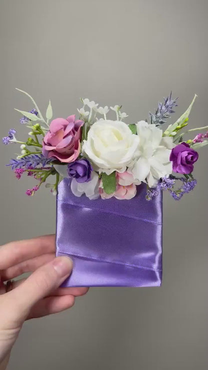 Purple Pocket Boutonniere Wedding Pink Groom White Lilac Boutonnières Groomsmen Square Boutonnière Pocket Lavender Artificial Flower