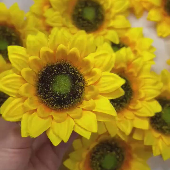 Sunflower Head Wedding Artificial Sunflower 3”  Flower Head Craft Supplies Wedding Sunflower Head DIY Home Decor Sunflower Flower