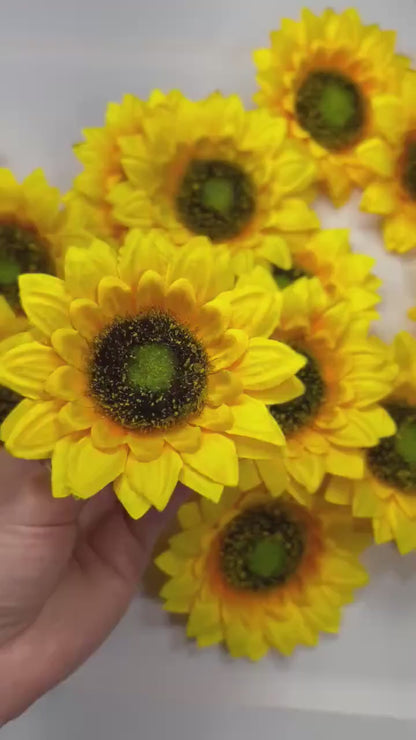 Sunflower Head Wedding Artificial Sunflower 3”  Flower Head Craft Supplies Wedding Sunflower Head DIY Home Decor Sunflower Flower