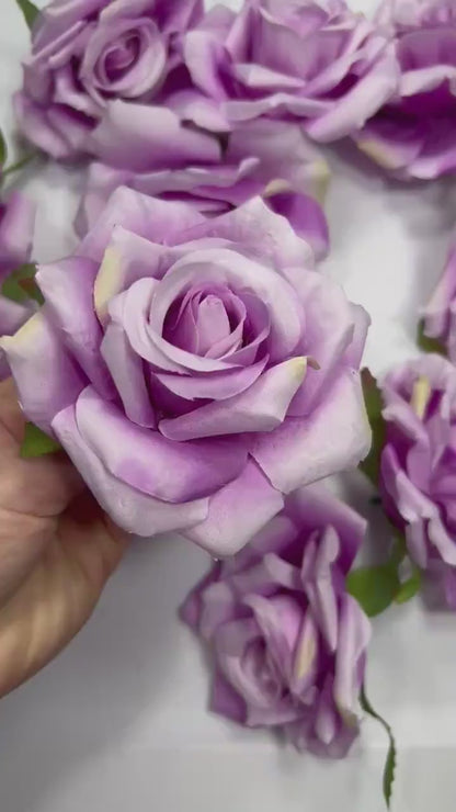 Purple Flower Heads Wedding Violet Flower Artificial Heads Rose Purple Wedding Craft Supplies Lilac Artificial Rose Heads Lavender