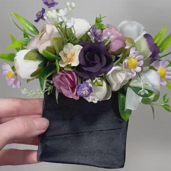 Wedding Pocket Boutonniere White Groom Boutonnière Purple Square Groomsmen Pocket Boutonniere Purple Rustic Decor Artificial Flowers Wild