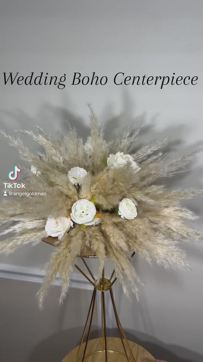 Boho Pampas Grass White Flower Centerpiece Flower Ball