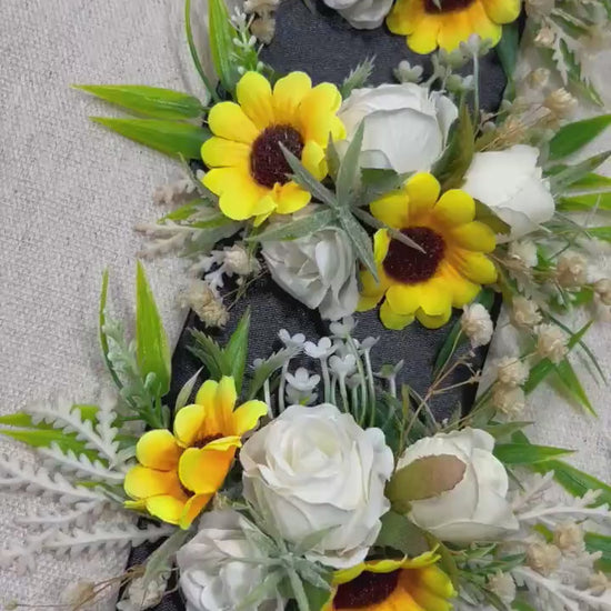 Sunflower Pocket Boutonniere Wedding Groom Boutonnière Square Groomsmen Sunflower White Pocket Boutonniere Ivory Artificial Flowers