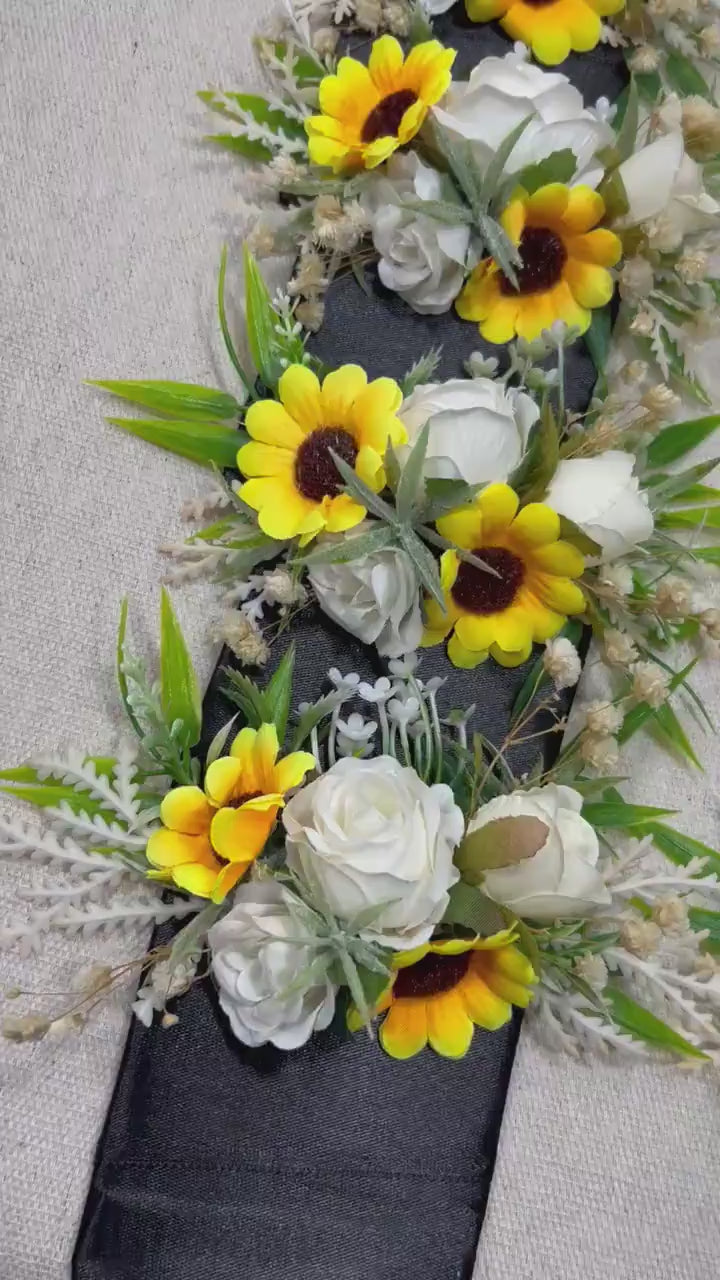 Sunflower Pocket Boutonniere Wedding Groom Boutonnière Square Groomsmen Sunflower White Pocket Boutonniere Ivory Artificial Flowers