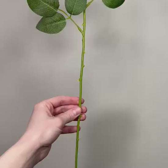 Realistic Artificial Flower Stem With Leaves 15” Natural Look Green Life-Like Wire Stem for DIY Roses & Bouquets Imitation Crafting Supply