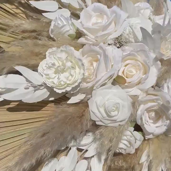 Home Decor White Swag Wall Decor Boho Backdrop Arch Arrangements Pampas Grass Nursery Decor White Palm Leaves Wall Decor Home