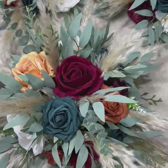 Dark Teal Centerpiece Wedding White Table Flower Ball Decoration Burgundy Teal Table Centerpiece Barrel Rust Whiskey Dark Teal Terracotta