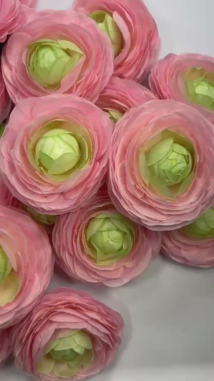 Pink Ranunculus Flower Heads Wedding Soft Pink Flowers Artificial DIY Bouquet Craft Supplies Mini Rununculus Heads Bright Pink Silk Flower