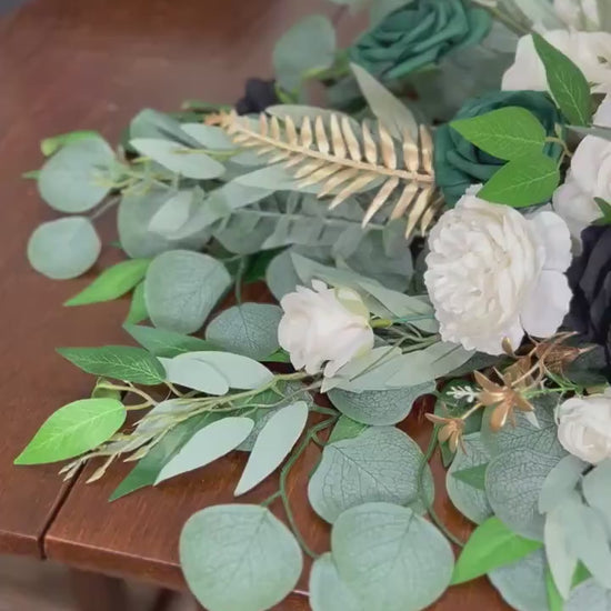 Emerald Green Centerpiece Wedding Sweetheart White Black Home Decor Table Runner White Emerald Green Hunter Wedding Altar Mantle