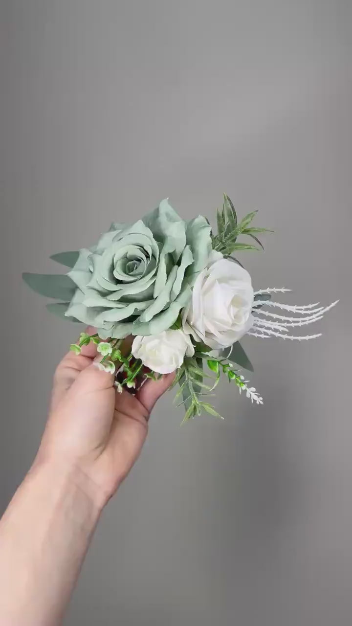 Sage Green Cake Decor Flower Wedding White Dusty Sage Green Cake Arrangement Flower Artificial Ivory Sage Green Baby Breath Eucalyptus