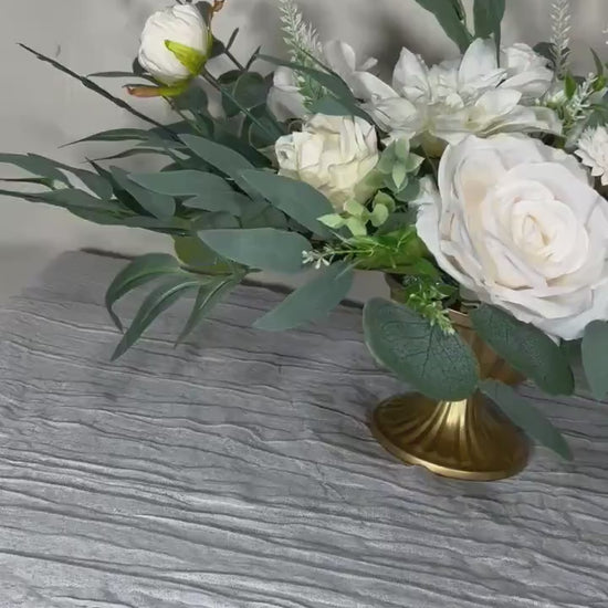Wedding Centerpiece White Ivory Aisle Arrangement Centerpiece Table Decor White Sweetheart Artificial Flowers Eucalyptus Centerpiece Vase