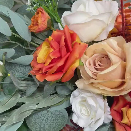 Orange Arch Arrangement Wedding White Terracotta White Arbor Arrangement Fall Burnt Orange Burgundy Arch Arrangement Artificial Flower