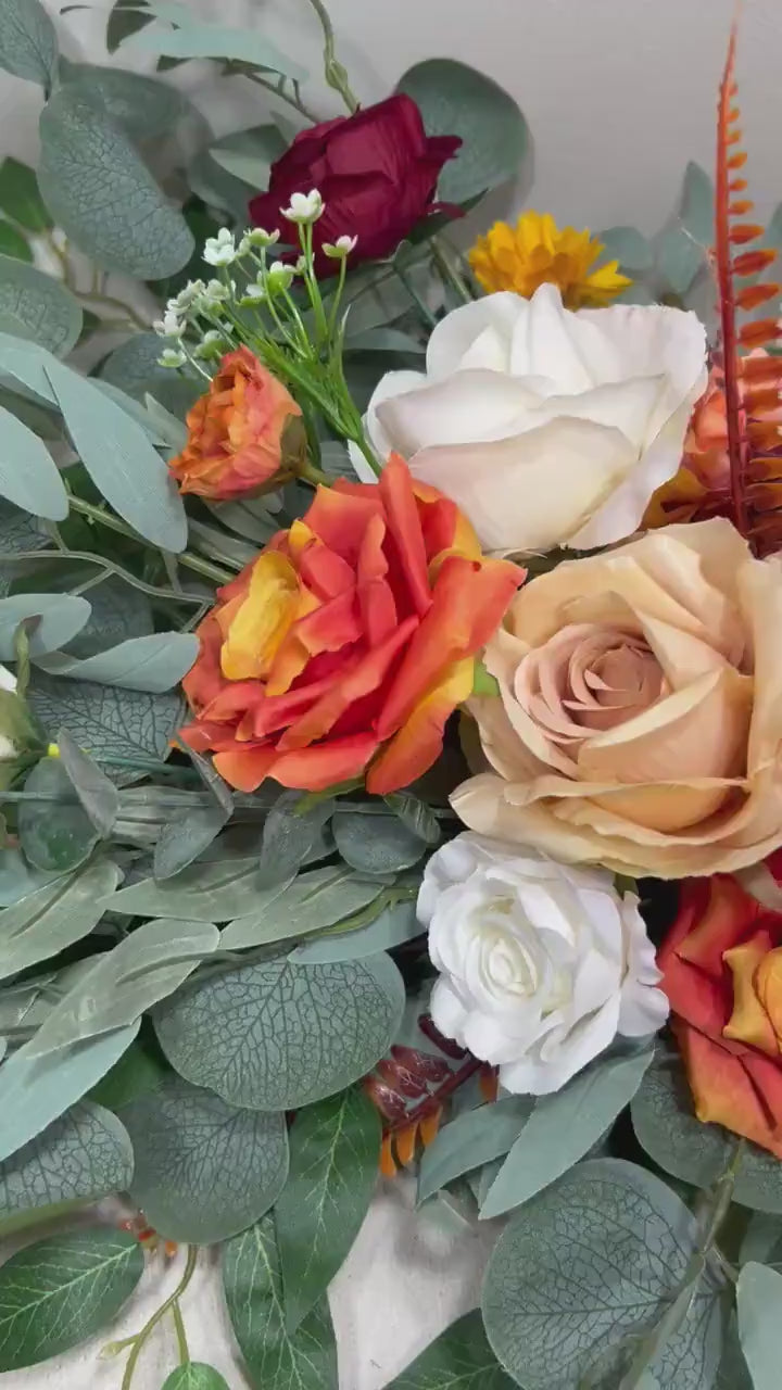 Orange Arch Arrangement Wedding White Terracotta White Arbor Arrangement Fall Burnt Orange Burgundy Arch Arrangement Artificial Flower
