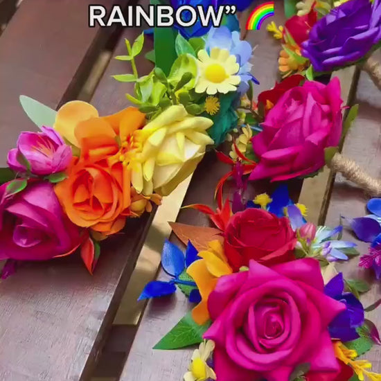 Rainbow Flower Crown, Colorful Floral Crown, Pride Flower Headband, Wedding Hair Accessory, Festival Headpiece, Rainbow Bridal Crown