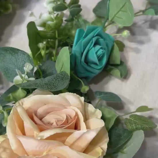 Orange Garland Wedding Teal Terracotta Garland Turquoise Burnt Orange Silver Dollar Eucalyptus Turquoise Decoration Table Runner Greenery