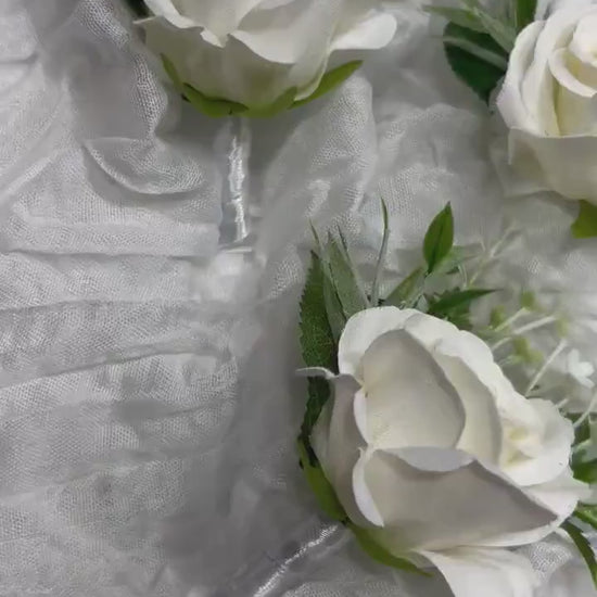 White Boutonniere Wedding Groom Groomsmen Boutonnière Ivory Wedding Artificial Flowers Eucalyptus Cream Rose Prom Boutonniere Off-White