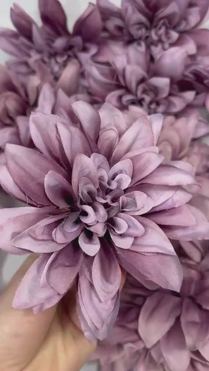 Purple Flower Heads 4“ Wedding Dark Purple Flower Heads Dahlia Deep Purple Wedding Craft Supplies Violet Artificial Dahlia Heads Dark Purple