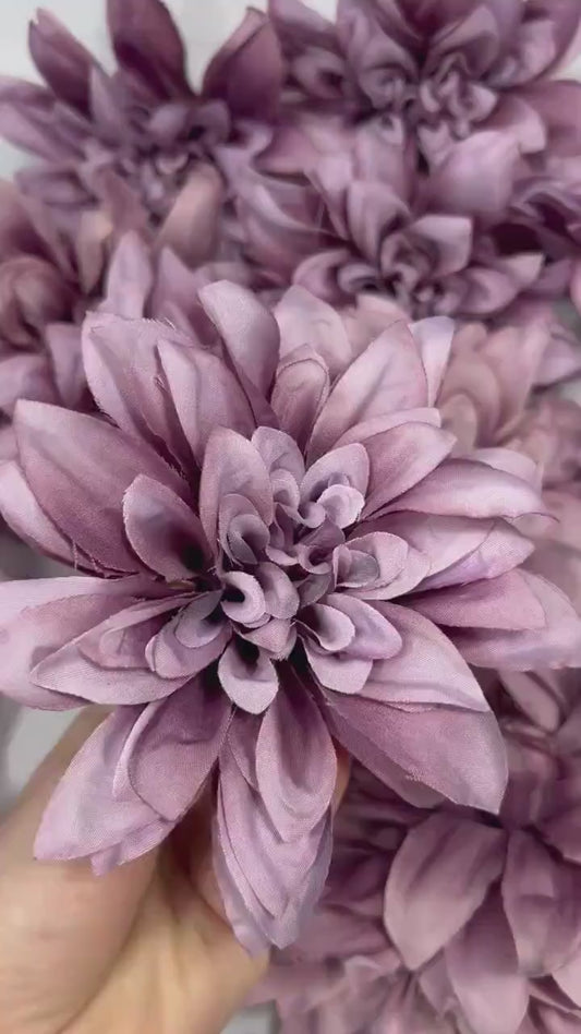 Purple Flower Heads 4“ Wedding Dark Purple Flower Heads Dahlia Deep Purple Wedding Craft Supplies Violet Artificial Dahlia Heads Dark Purple
