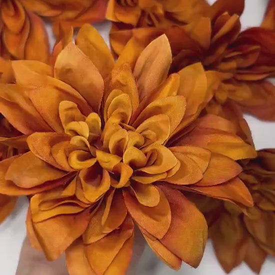 Rust Flower Heads Artiricial Rust Flower Wedding Terracotta Flower Heads 4” Wedding Burnt Orange Artificial Head Dahlia Craft Supplies