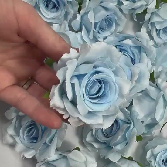 Blue Flower Head 2" inch Artificial Rose Blue Small Flower Wedding Supplies Craft Light Blue Artificial Head Rose Sky Blue Silk Rose