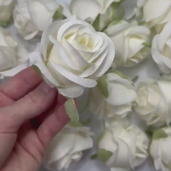 White Flower Head 1.5" Wedding Artificial Rose White Flower Small Wedding Supplies Craft Ivory Artificial Head Rose White DIY Faux Rose