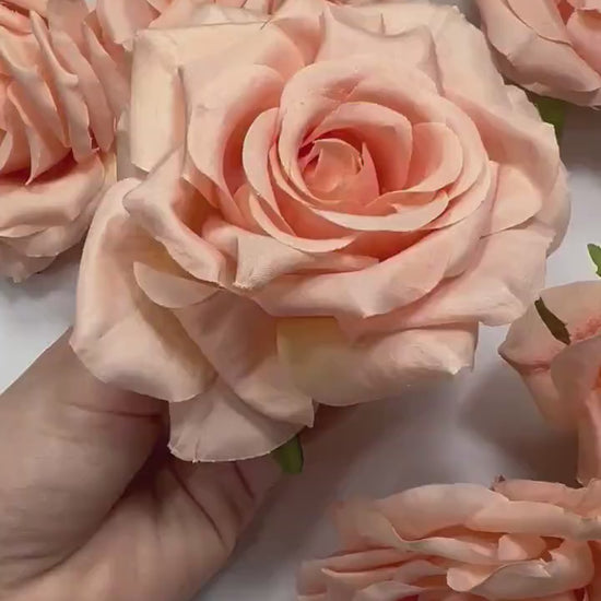 Coral Flower Head 4" Artiricial Rose Peach Flower Wedding Blush Artificial Head Rose Pink DIY Salmon Pink Rose Craft Wedding Supplies